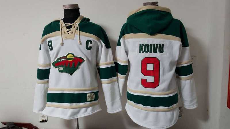 Minnesota Wild #9 Mikko Koivu White Sawyer Hooded Sweatshirt Stitched NHL Jersey,We sell and wholesale Minnesota Wild #9 Mikko Koivu White Sawyer Hooded Sweatshirt Stitched NHL Jersey on line form chian!